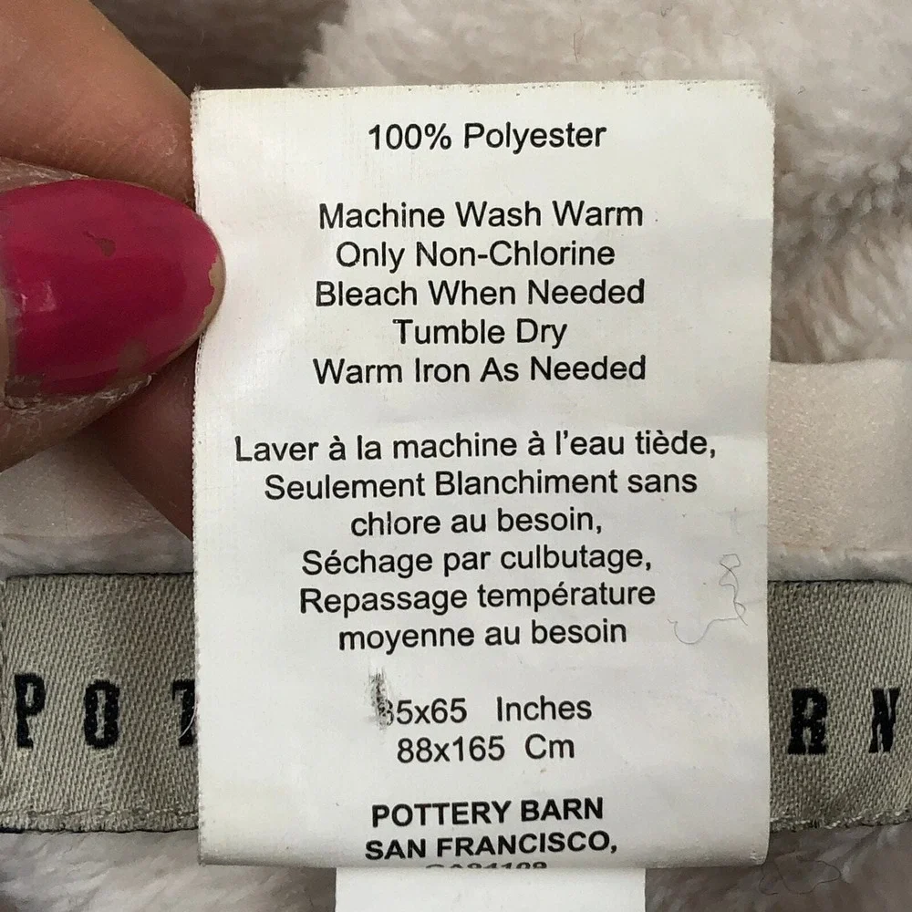 Pottery‎ Barn Baby Blanket Cream Satin Trim Pink Embroidered L Monogram Nursery